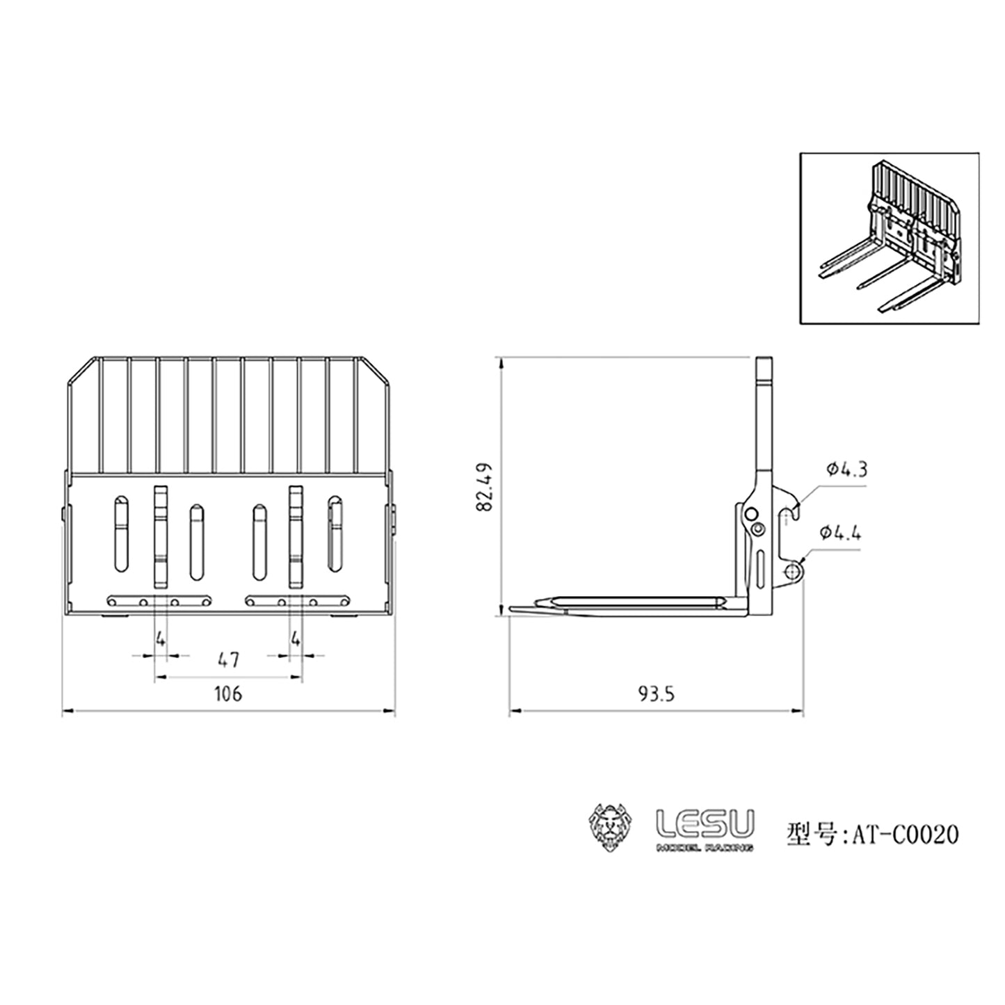 Metal Sieve Bucket for LESU Aoue-LT5 1/14 Hydraulic RC Tracked Skid Steer Loader Model