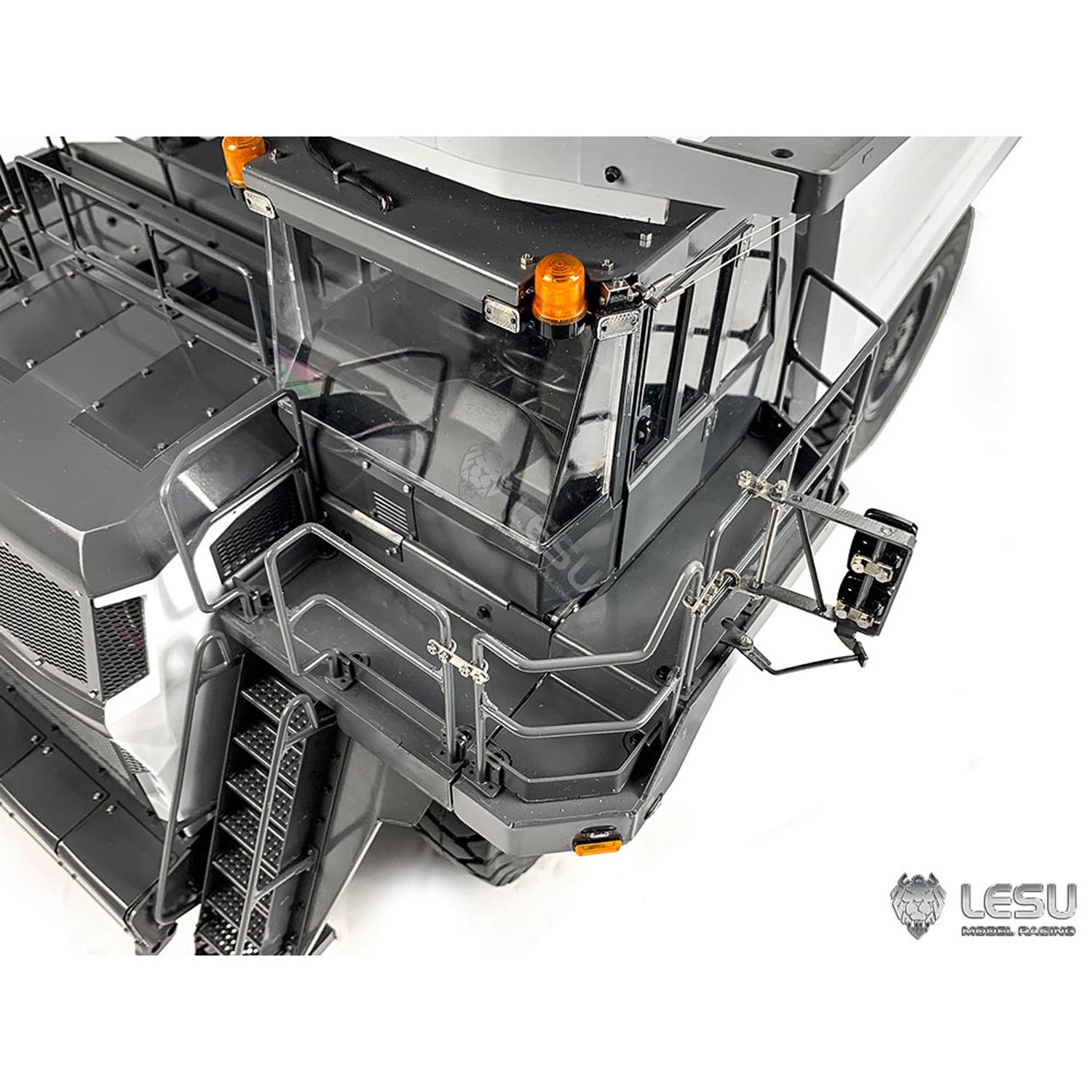 LESU Aoue R100E 1/16 Metal Remote Control Hydraulic Dumper Mining Truck with Axle Differential Lock Light System for Backyard Fun