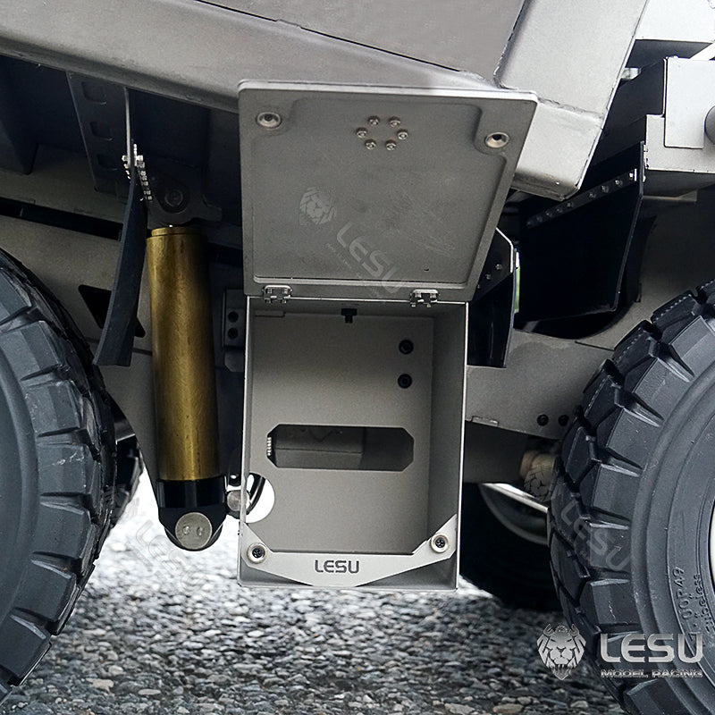 LESU Aoue R100E 1/16 Metal Remote Control Hydraulic Dumper Mining Truck with Light System Axle Differential Lock for Backyard Fun
