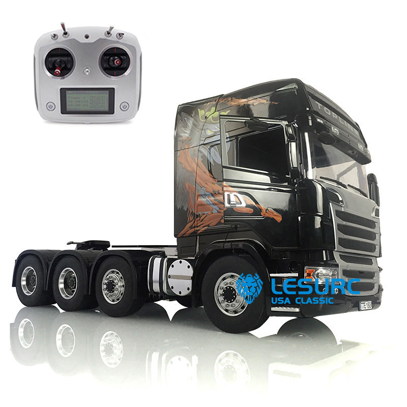 LESU 1/14 8*8 RC Tractor Truck Car Model Painted Metal Chassis W/ Highroof Cabin Set Receiver Servo Motor Light Sound System ESC