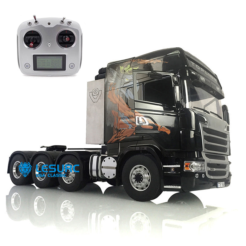 LESU 1/14 8*8 RC Tractor Truck Car Model Painted Metal Chassis W/ Highroof Cabin Set Receiver Servo Motor Light Sound System ESC