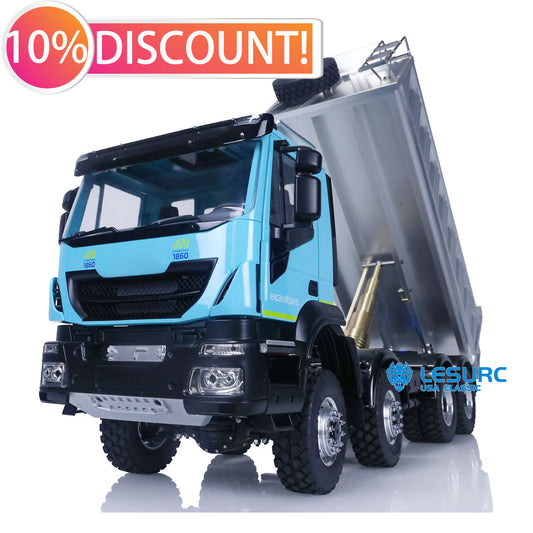 LESU 1/14 8X8 RC Hydraulic Tipper Car for Radio Control Dumper Truck Model Construction Vehicle Sound Light System Motor Driver