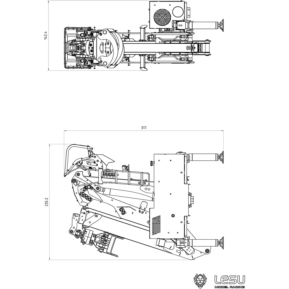 LESU Metal Hydraulic Timber Crane for 1/14 RC Log Trailer Wood Tractor Truck Car Emulated Car Hobby Models Accessories