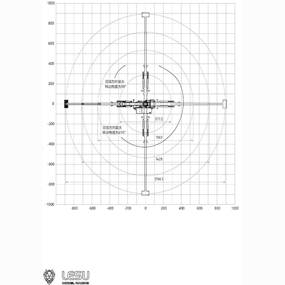 LESU 1/14 Metal RC Hydraulic Timber Crane Fly Jib 360 Degree Rotation 3-Stage Telescopic Arms for Remote Control Tractor Truck
