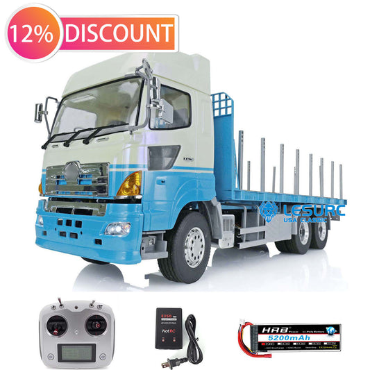 1/14 6x4 LESU RTR RC Tractor Truck Remote Control Flatbed Lorry Trailer Radio Battery Model Cars Metal Chassis 2Speed