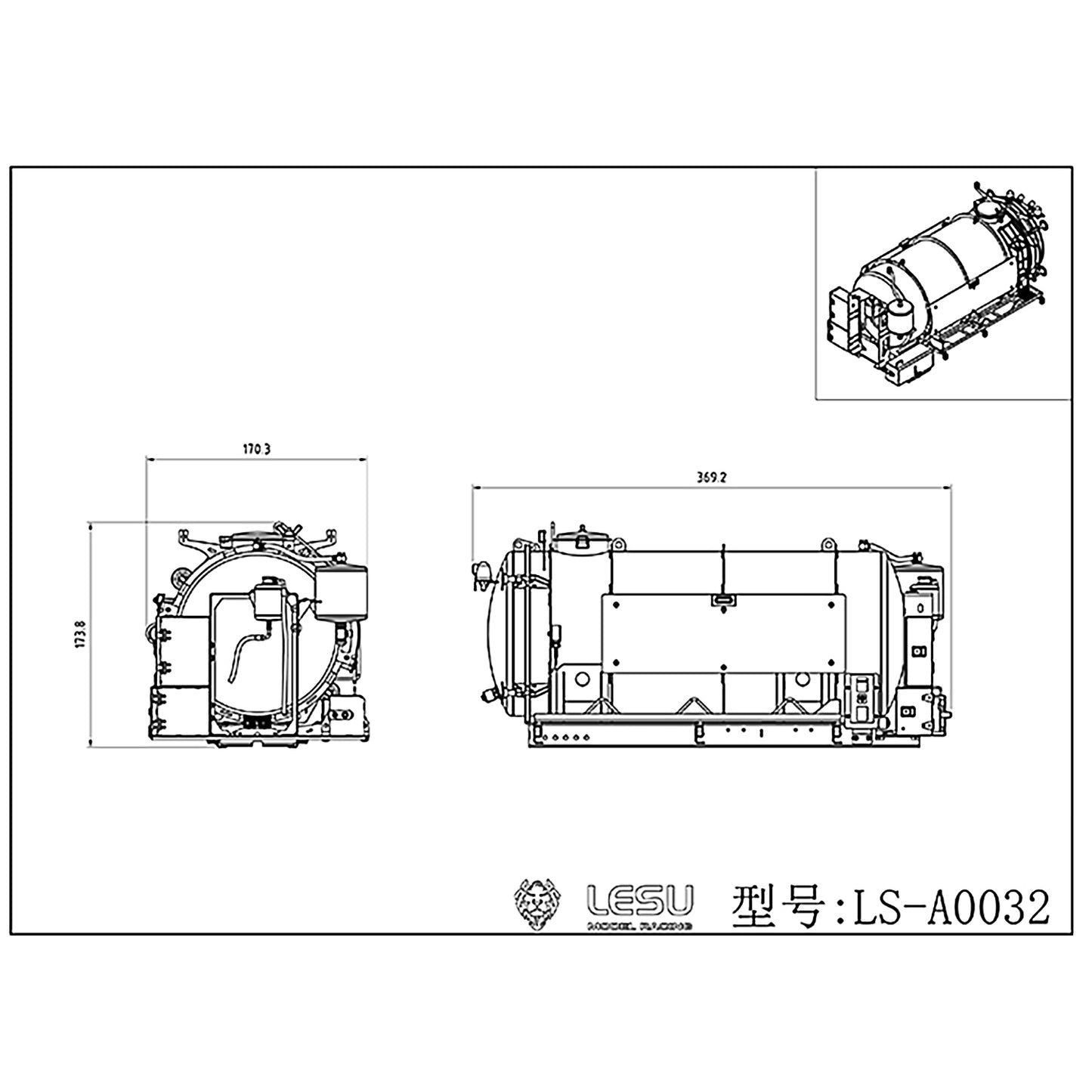 Metal Unpainted Unassembled Vacuum Tank Water Pump W/O Valve Suitable for DIY LESU 1/14 4x4 Transport Cars Tractor RC Truck