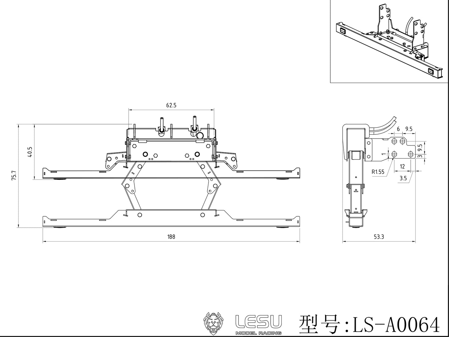 LESU Metal Hydraulic Telescopic Rear Tail Bumper Sets for Roll On Off Dumper DIY 1/14 Remote Control Truck Model Without Light