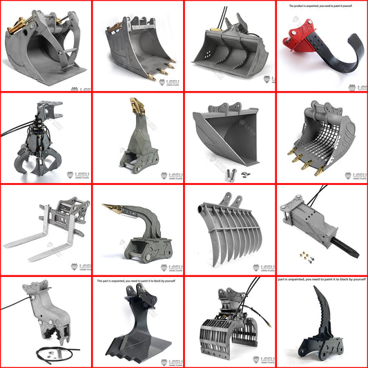 LESU Metal Grab Hammer Hydraulic Tiltable Bucket Ripper Spare Parts For 1/14 RC Aoue ET35 Hydraulic RC Excavator B0006 Model