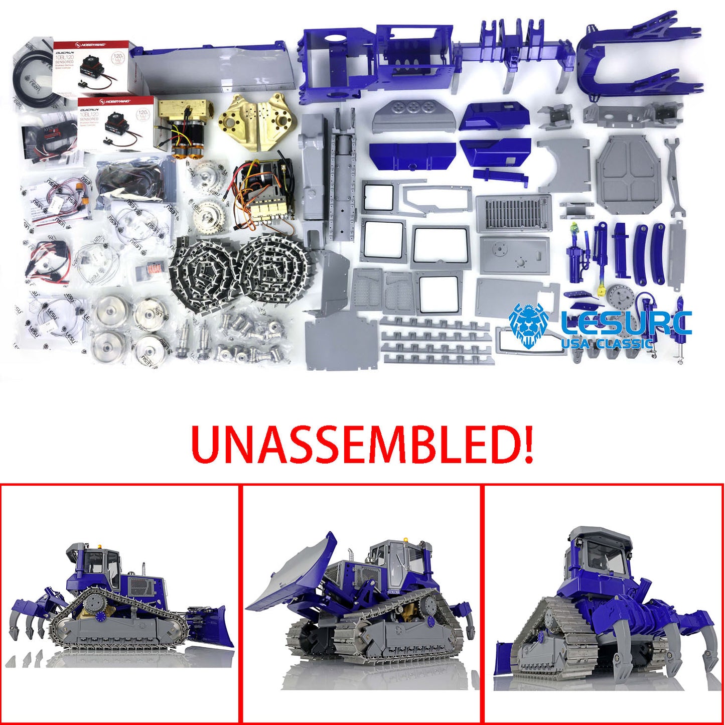 1/14 LESU Crawler Dozer Bulldozer RC Model Aoue-DT60 Hydraulic Painted Unassembled W/ Motor ESC Light Sound W/O Battery