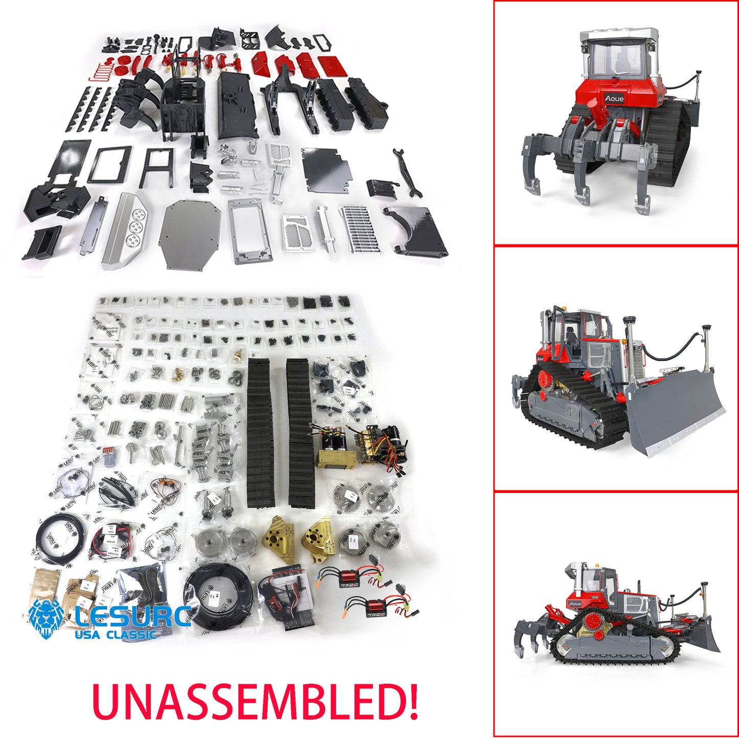 LESU 1/14 Aoue-DT60 Crawler Dozer Bulldozer RC Model Hydraulic Painted Unassembled Truck W/ Motor ESC Light Sound No Battery