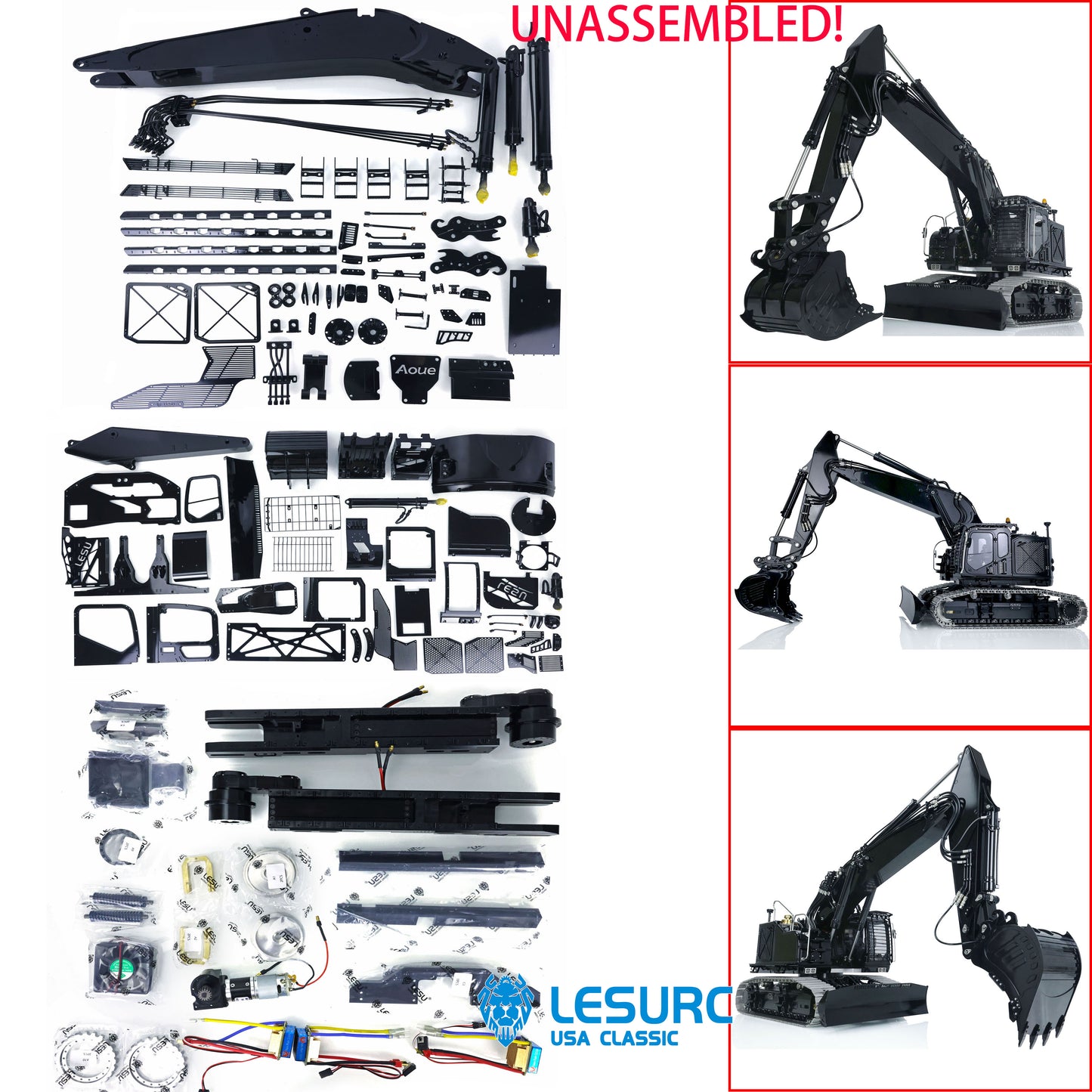 LESU Metal RC Hydraulic Tracked Painted Excavator 1/14 Aoue ET35 Remote Control W/ light Motor Servo Driver Upgrade Accessories