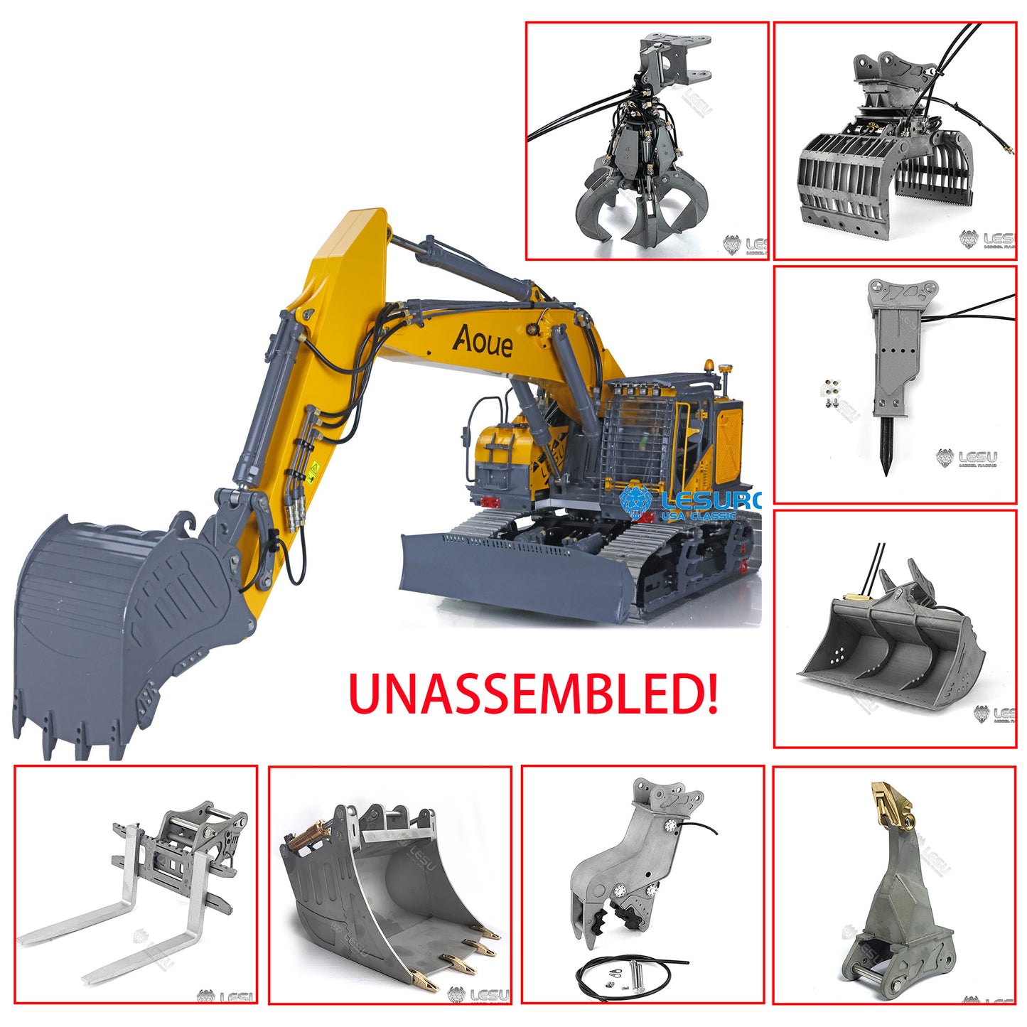 LESU 1/14 Metal RC Hydraulic Tracked Excavator Digger Aoue ET35 Model W/ Light Motor Driver Pump Valve ESC Upgrade Accessories