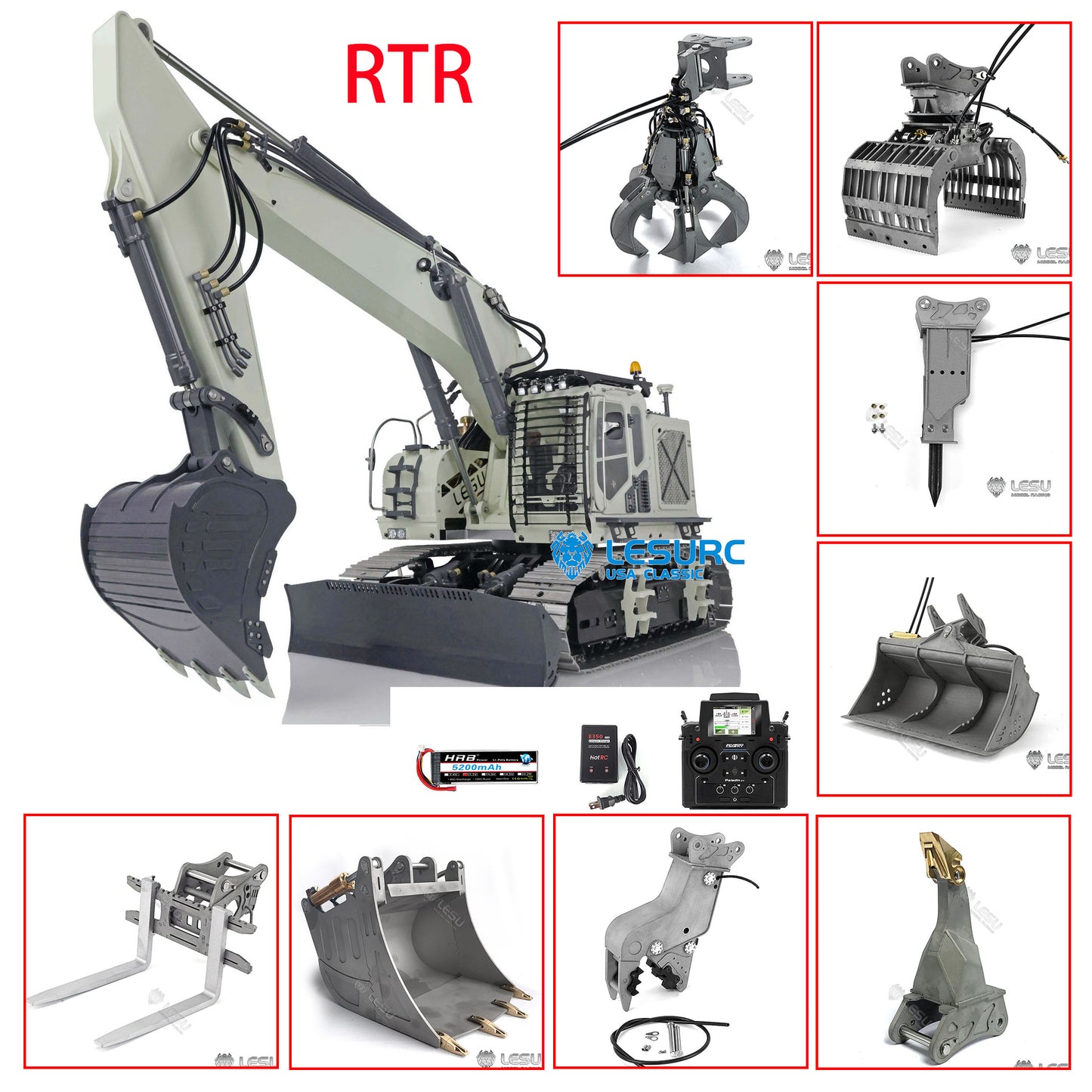 LESU 1/14 Painted Tracked Aoue ET35 Hydraulic RC Excavator Digger RTR Model W/ PL18EV Sound Battery Lights Upgrade Accessories