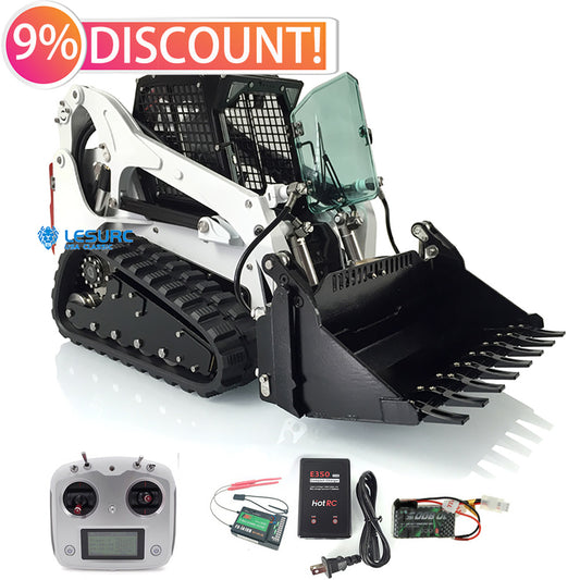 LESU 1/14 Aoue-LT5 Tracked Skid-Steer Loader Metal RC Hydraulic Loader RTR Model Lights Radio Battery Construction Vehicle