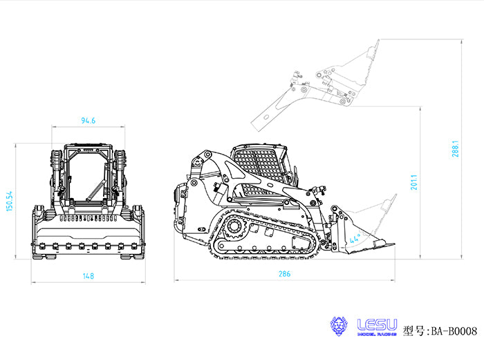 In Stock LESU 1/14 RC Metal Hydraulic Aoue-LT5 Tracked Skid-Steer Loader DIY Model Lights