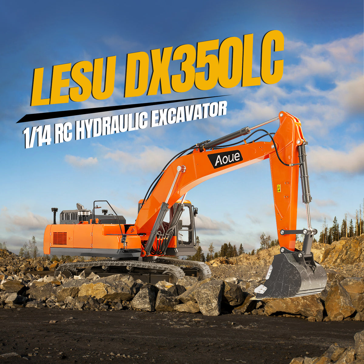 LESU DX350LC 1/14 Metal RC Hydraulic Excavator Model With LCD Display Light System for Remote Control Construction Vehicle Enthusiasts