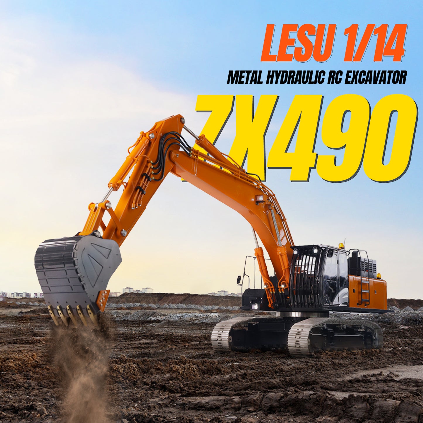 IN Stock LESU Aoue ZX490 1/14 Metal RC Hydraulic Excavator B0026 Remote Control Digger with Brushless Motor 6CH Valve Light System