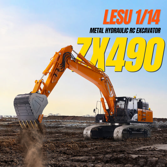 IN Stock LESU Aoue ZX490 1/14 Metal RC Hydraulic Excavator B0026 Remote Control Digger with Brushless Motor 6CH Valve Light System