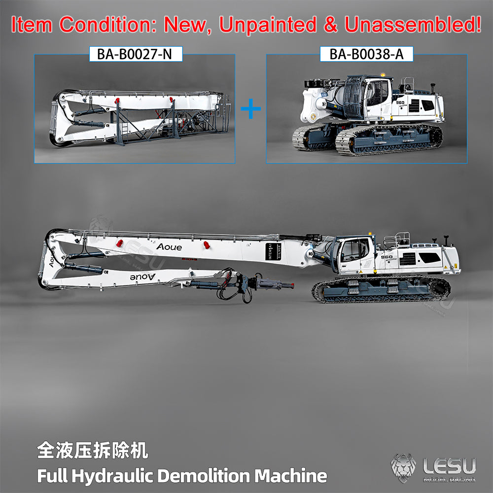 LESU Metal 1/14 RC Full Hydraulic Excavator LR960 KIT DIY Demolition Arm Heavy Digger Model Engineering Vehicle Unassembled