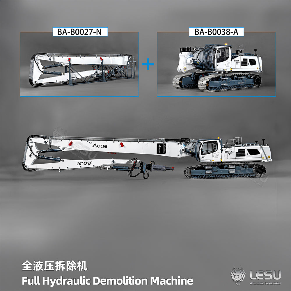 LESU 1/14 RC Hydraulic Demolition Excavator Aoue LR960 Heavy Machine Finished Digger Engineering Car Model 13CH Valve Pump Lights