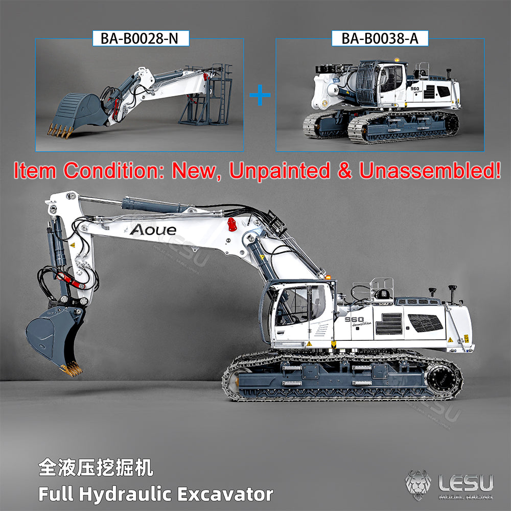 LESU Metal 1/14 RC Full Hydraulic Excavator LR960 KIT DIY Digging Arm Digger Engineering Vehicle Machinery Model Unpainted