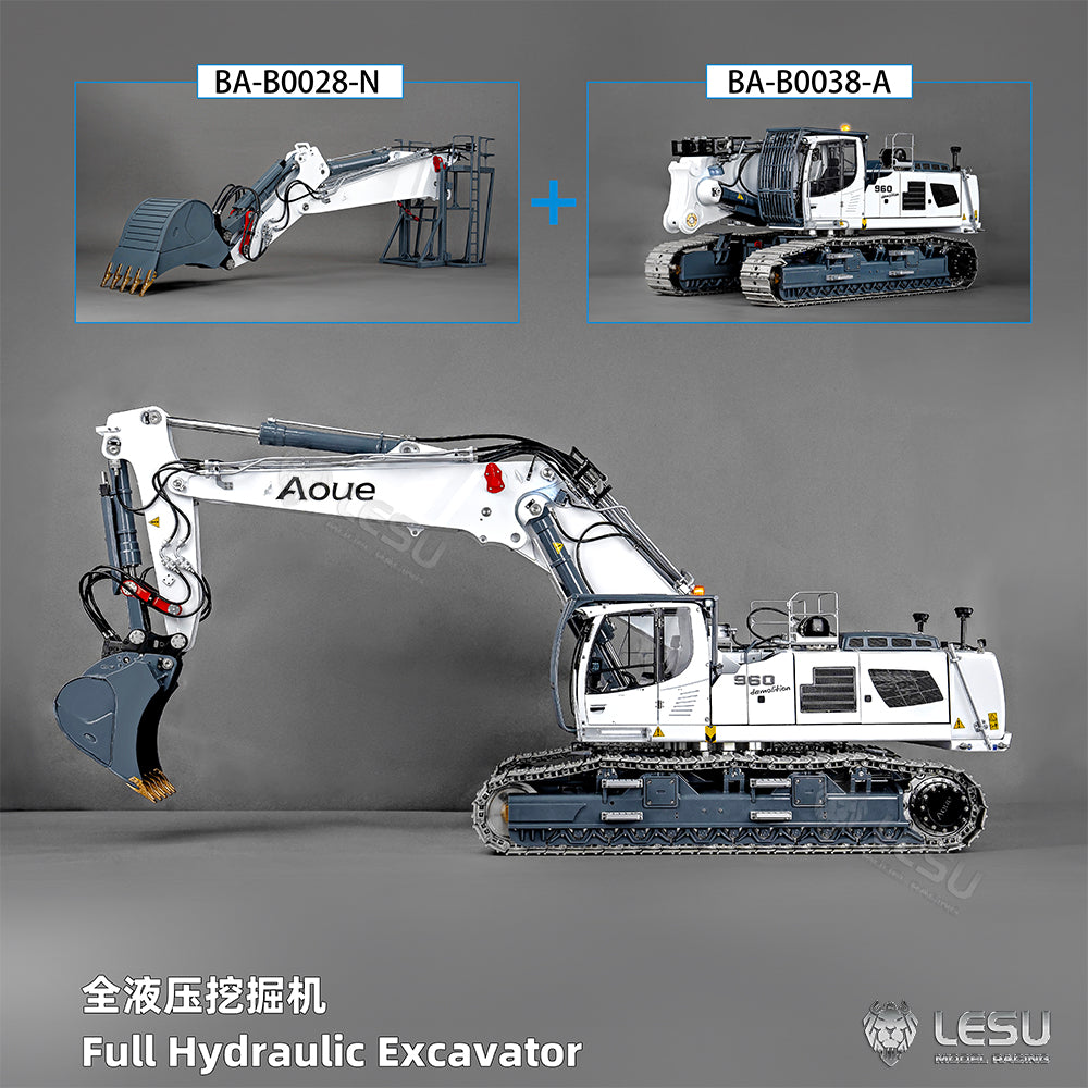 Metal LESU Aoue LR960 Finished Heavy Digger 1/14 RC Full Hydraulic Excavator Construction Vehicle Model Pump 13CH Valve Lights