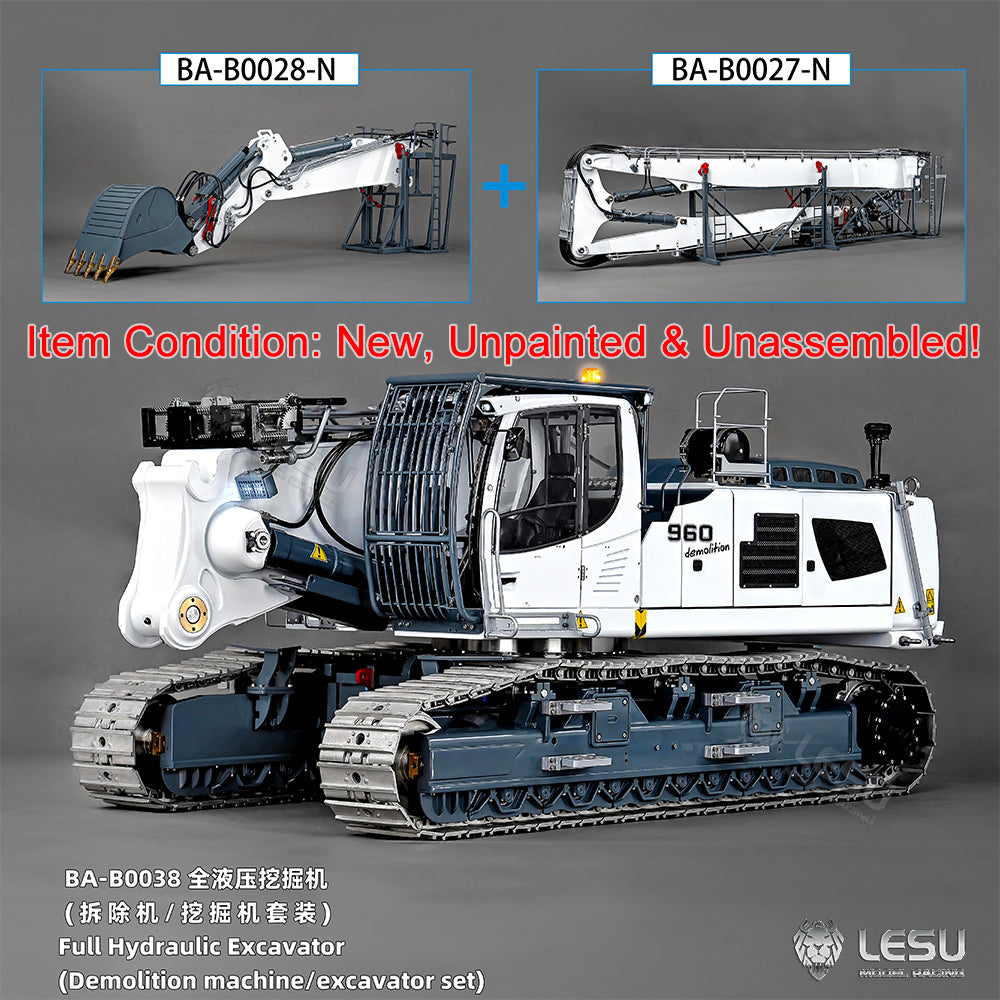 LESU LR960 KIT 1/14 RC Full Hydraulic Excavator Demolition Digging Arm DIY Model Emulated Construction Vehicle Unpainted Unassembled