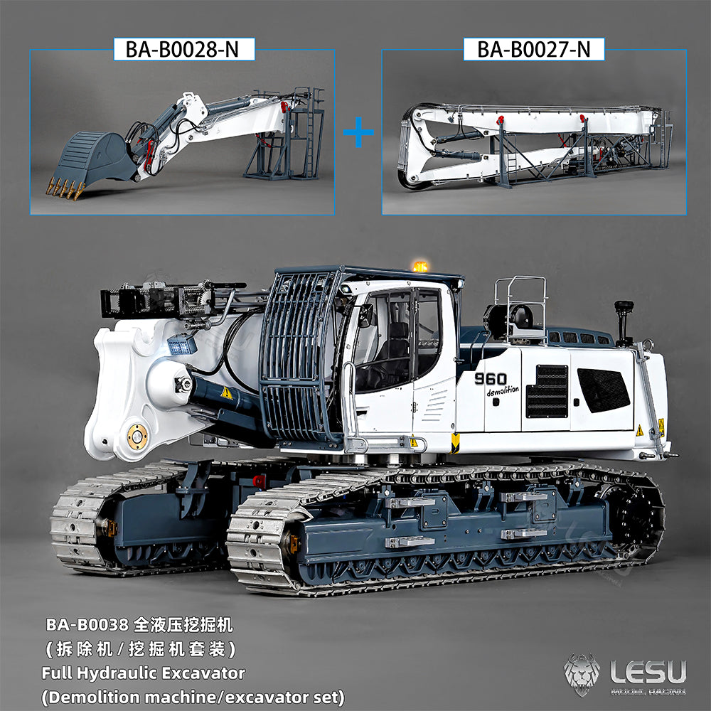 LESU Aoue 960 Demolition Digging Arm Digger 1/14 RC Full Hydraulic Excavator Engineering Vehicle Model 13CH Valve Pump Lights