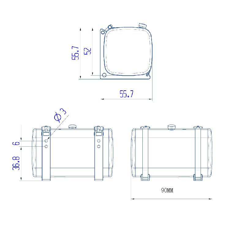 LESU 1PC 36MM 52.5MM 72MM 82MM 85MM 90MM 108MM 119MM Metal Hydraulic Tank B for 1/14 RC Dumper Tractor Truck Model DIY Part