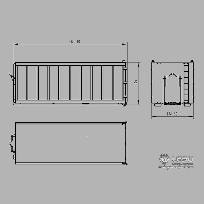 In Stock LESU 1/14 Scale 488MM Metal Hydraulic Roll On/off Waste Bin for 8*8 RC Dumper Radio Controlled Tipper Truck DIY Cars Model