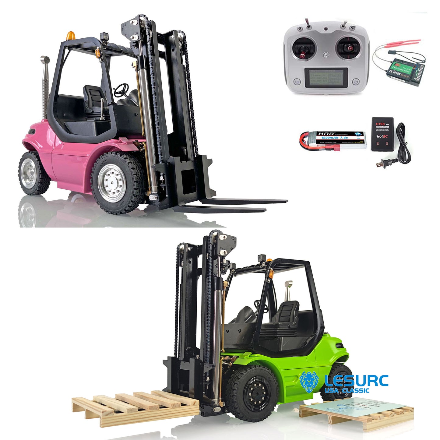 1/14 Scale LESU RC RTR Model Forklift Assembled Transfer Car Truck W/ Motor Servo ESC Light Sound Radio Battery Driver Charger