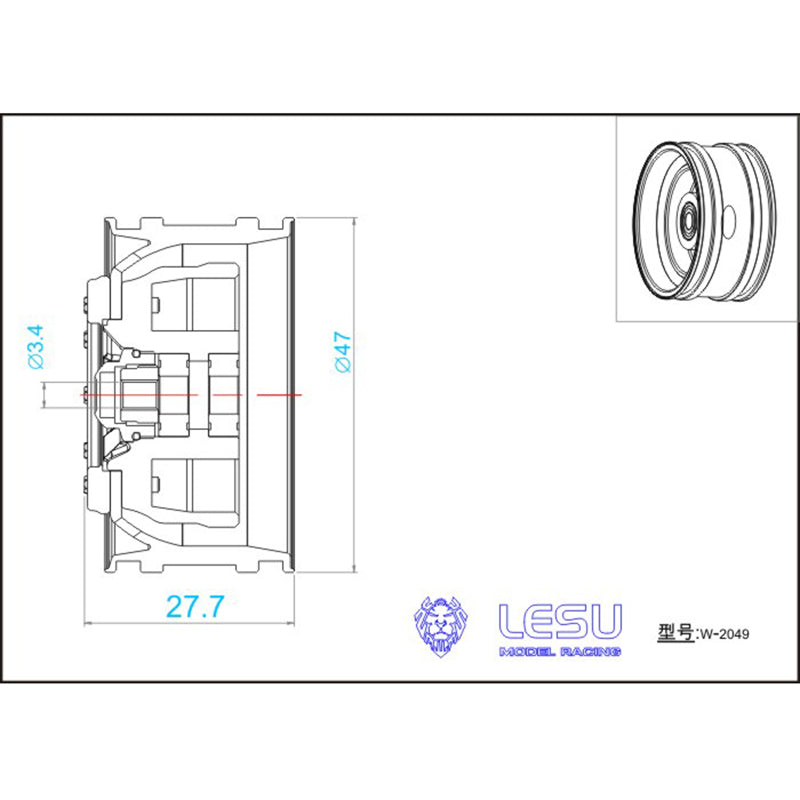 1/14 LESU Wide Metal Wheel Hub RC DIY Spare Part Suitable for Radio Controlled American FH12 FH16 RC Tractor Truck Cars