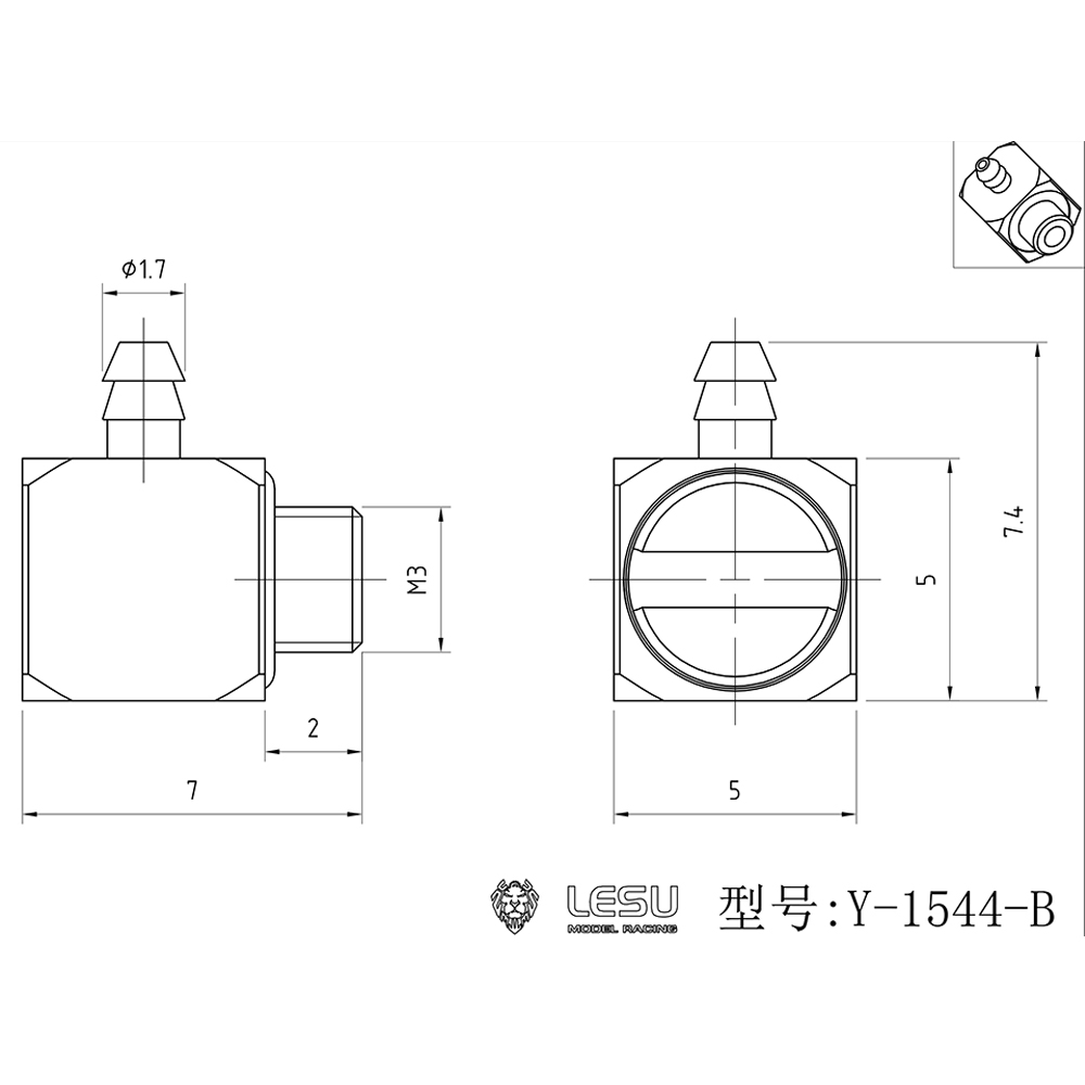 LESU M3 Stainless Steel Nozzle for RC Truck Construction Vehicles Excavator Loader Model 2x1mm Hydraulic Pipe Hose Part