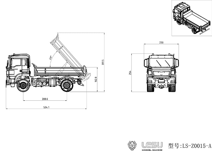 LESU 1/14 Scale Metal 4*4 Chassis TGS Hydraulic Dumper Truck Construction Vehicle Model W/ Light Sound System Motor ESC Servo