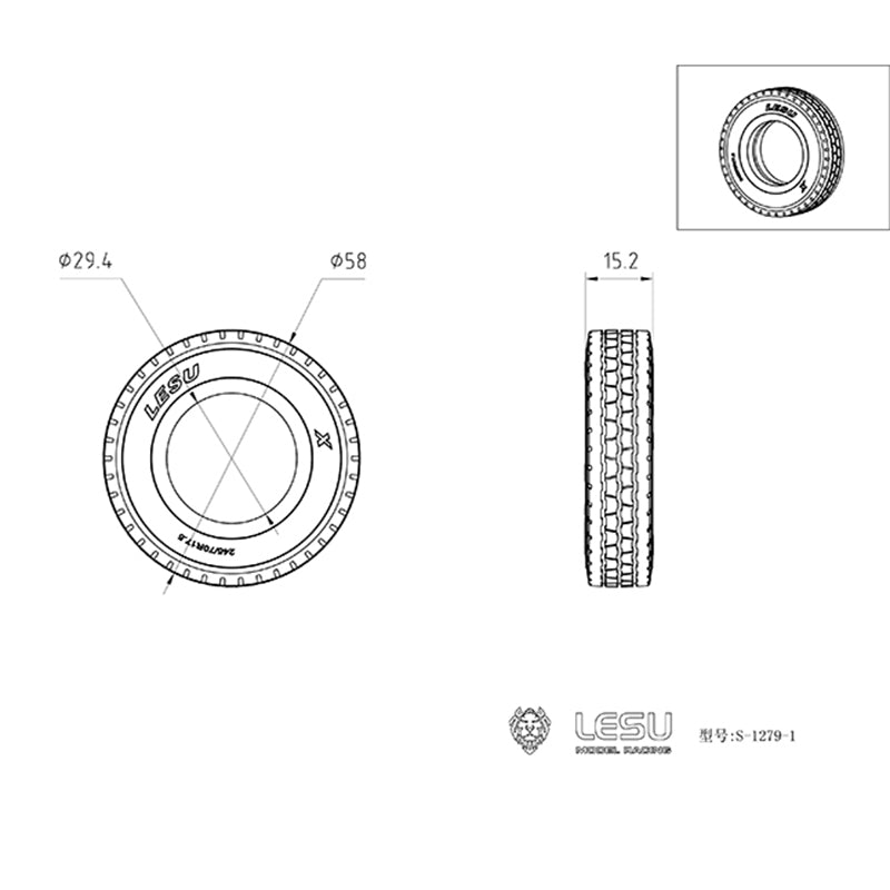 LESU Replacements Accessories Spare Sets for 1/14 Remote Controlled Trailer Tractor Truck DIY Model Wheels Lights