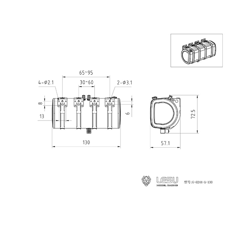 LESU Metal Hydraulic Simulated Oil Tank Accessory Suitable for 1/14 Scale Tractor Truck Dumper Tipper DIY Cars Spare Parts