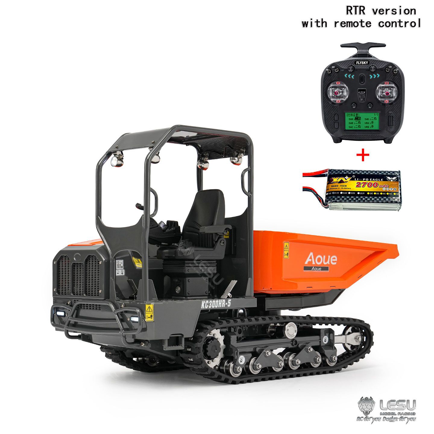 Metal LESU 1/14 Hydraulic Remote Control Tracked Dump Truck KC300HR-5 RC Dumper Model 180 Degree Rotation Openable Door Lights