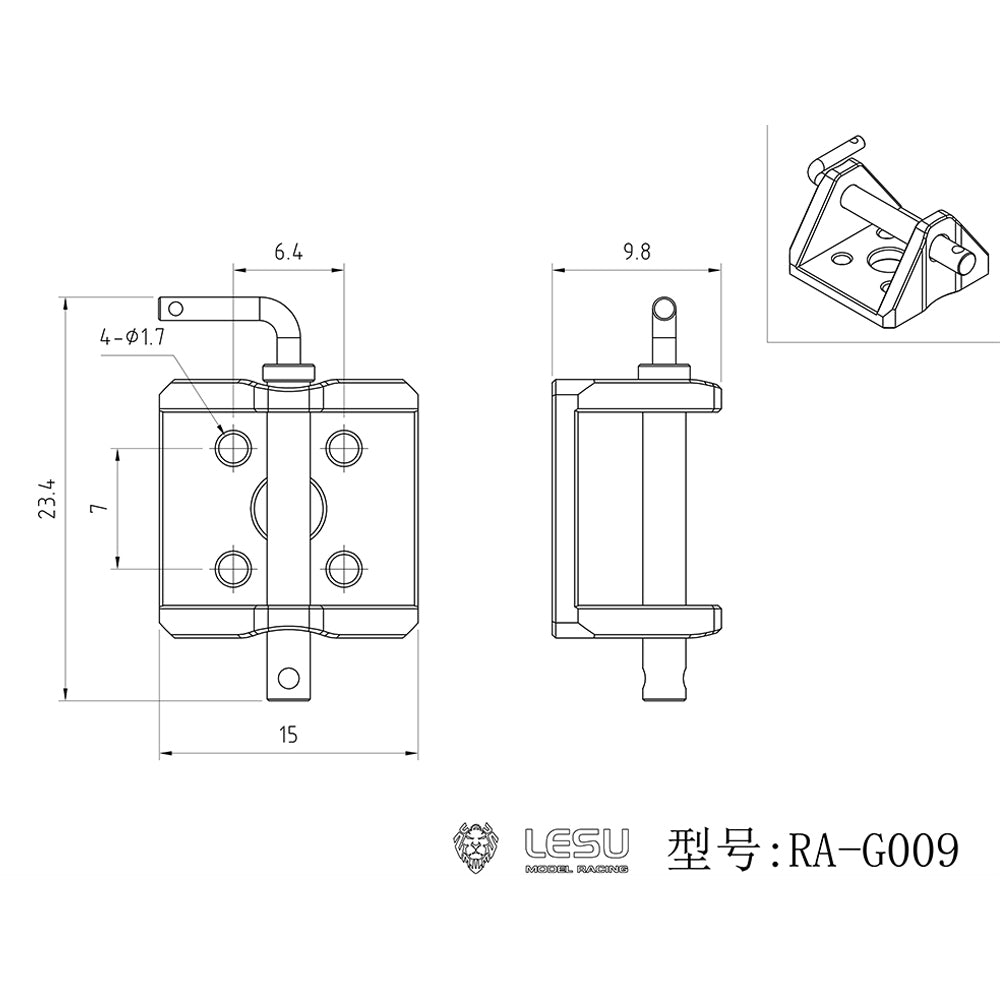 LESU Metal Rear Hook for 1/10 RC Off-Road Vehicles 4x4 Remote Control Truck Model RA-G009 Tail hook Part
