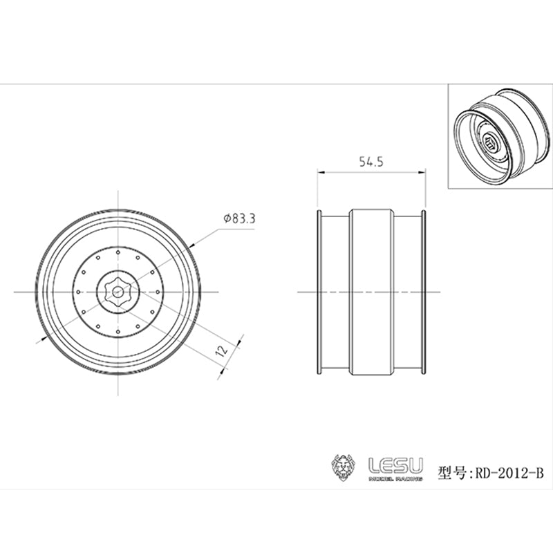 US STOCK LESU Metal Accessory Rear Wheel Hub Suitable for Walking RC Tractor Truck 1/16 DIY Model Radio Controlled Dumper DIY Parts