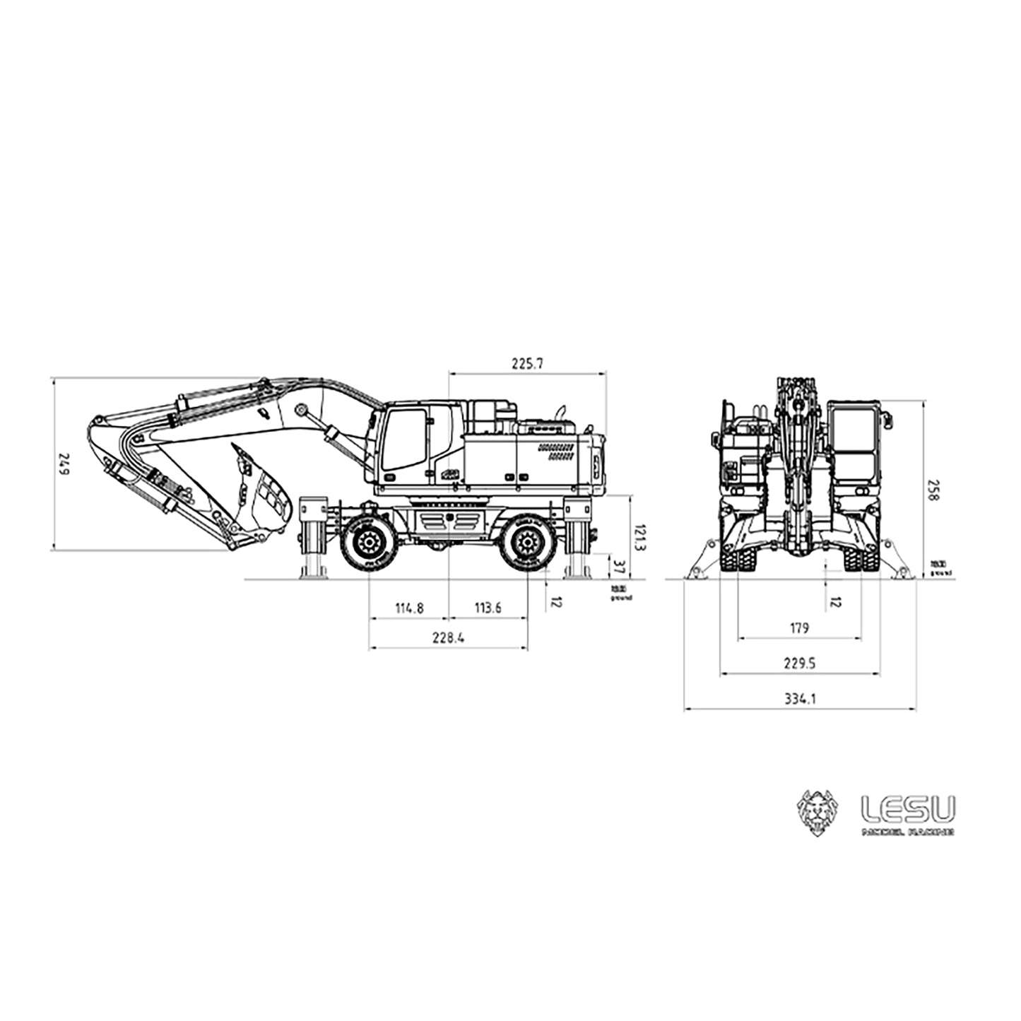 LESU AoueET30H 1/14 Metal RC Hydraulic Excavator A0006 PNP Wheeled Digger with 8CH Valve Hobbywing ESC Light System for Construction Model Builders