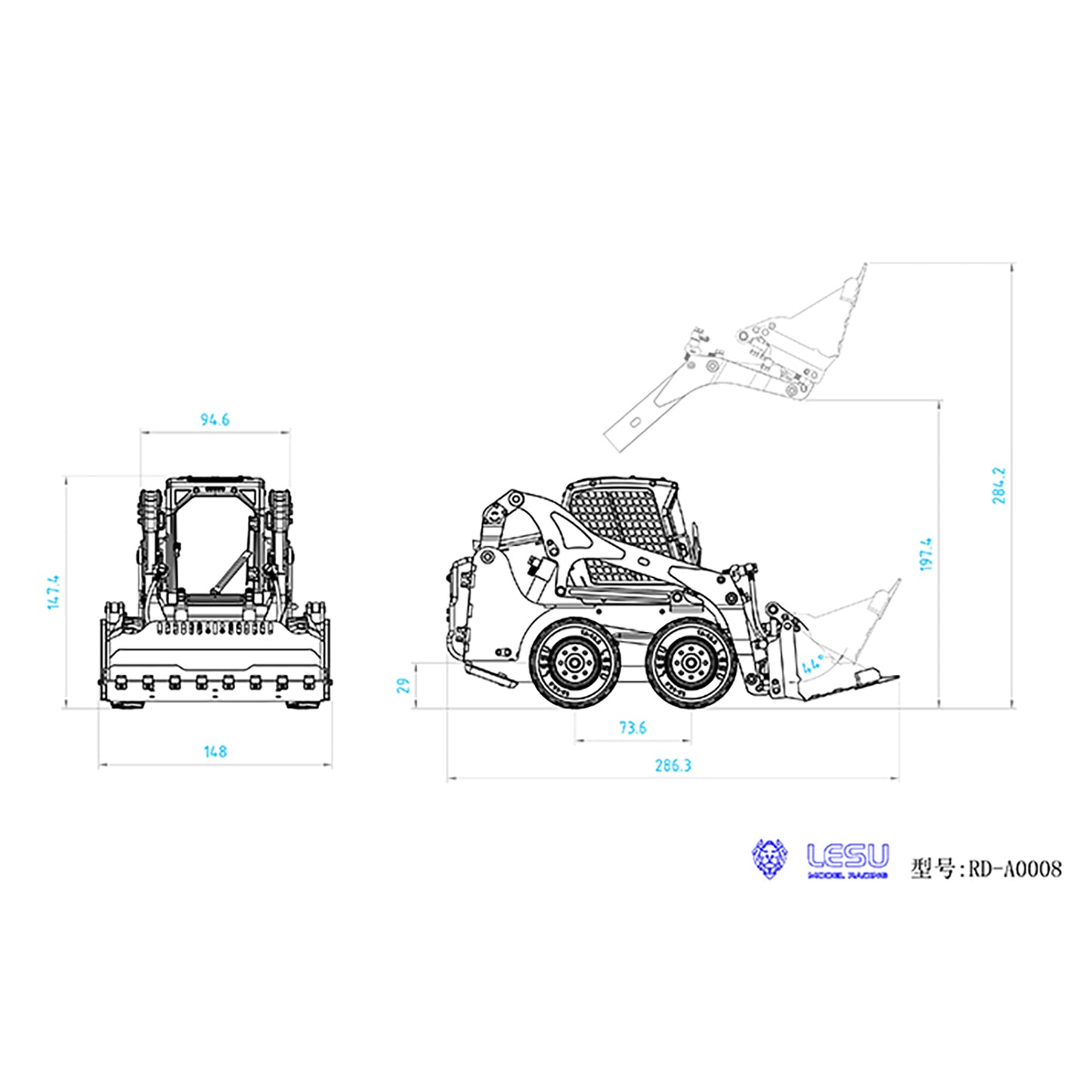 LESU Aoue LT5H 1/14 Metal RC Hydraulic Skid Steer Loader A0008 KIT with Light Sound System for Construction Model Builders