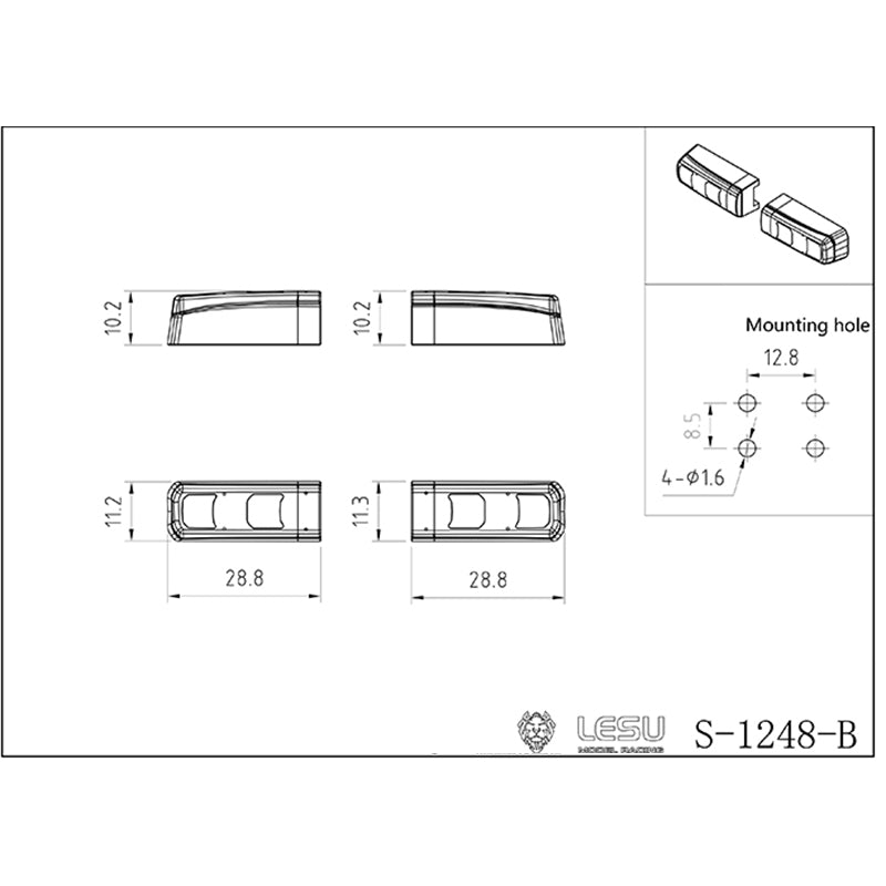 LESU Metal Bumper Plastic Rear Lamp Taillight Mount DIY Part Suitable for 1/14 Scale RC Tractor Truck Trailer Car Accessory