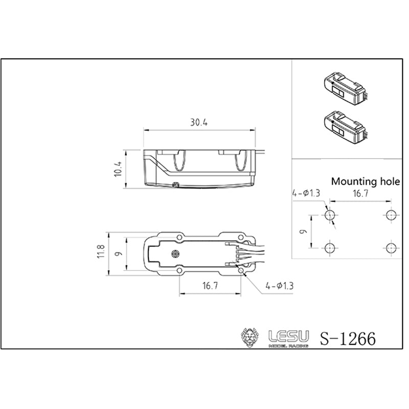 LESU Metal Bumper Plastic Rear Lamp Taillight Mount DIY Part Suitable for 1/14 Scale RC Tractor Truck Trailer Car Accessory