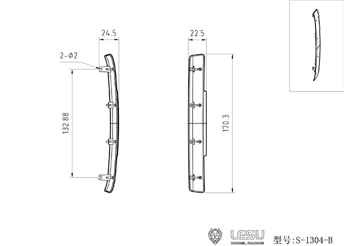 1:14 Scale LESU Cabin Sun Visor Metal Upgrade Part for RC Tractor Truck Radio Controlled DIY Vehicle Model Cars Accessory