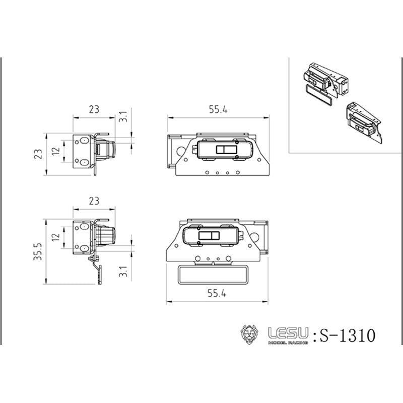 Plastic Spare Part Taillight LED Suitable For ESU 1/14 RC Flatbed Radio Control Tractor Truck Model DIY Cars Accessory Part