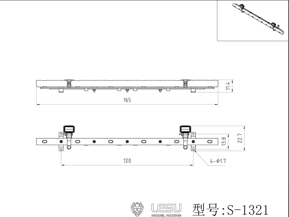 LESU Metal Cabin LED Spotlight for TAMIYA R470 R620 770S 1/14 RC Tractor Truck Simulation Vehicle Hobby Model DIY Parts Accessories