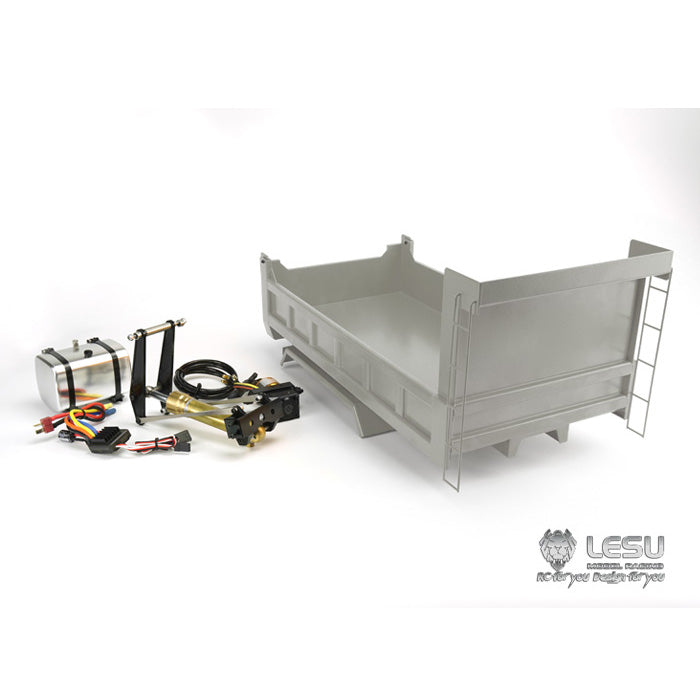 In Stock LESU Metal Bucket Cargo Box Parts 6*6 For Dumper Truck Model 1/14 RC Car Parts Mud Guard Pump Oil Tank Truck Accessories