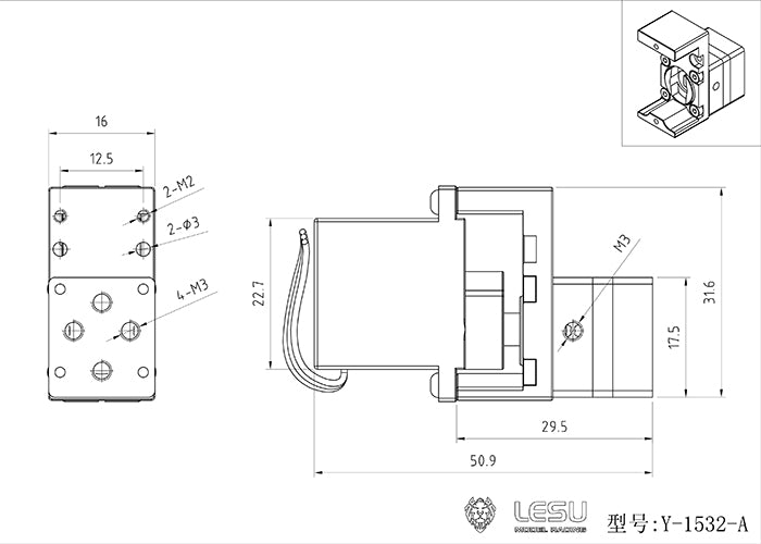 LESU Metal Distribution Directional Valve 12G 14KG Servo for 1/14 Scale Radio Controlled Hydraulic Truck Model Replacements