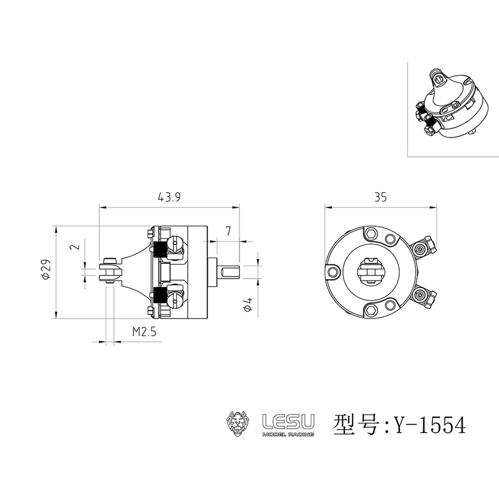 LESU Metal Manual Balance Fork Hydraulic Rotary Cylinder Hook Suitable for 1/14 RC Crane Dumper Truck Radio Control Cars