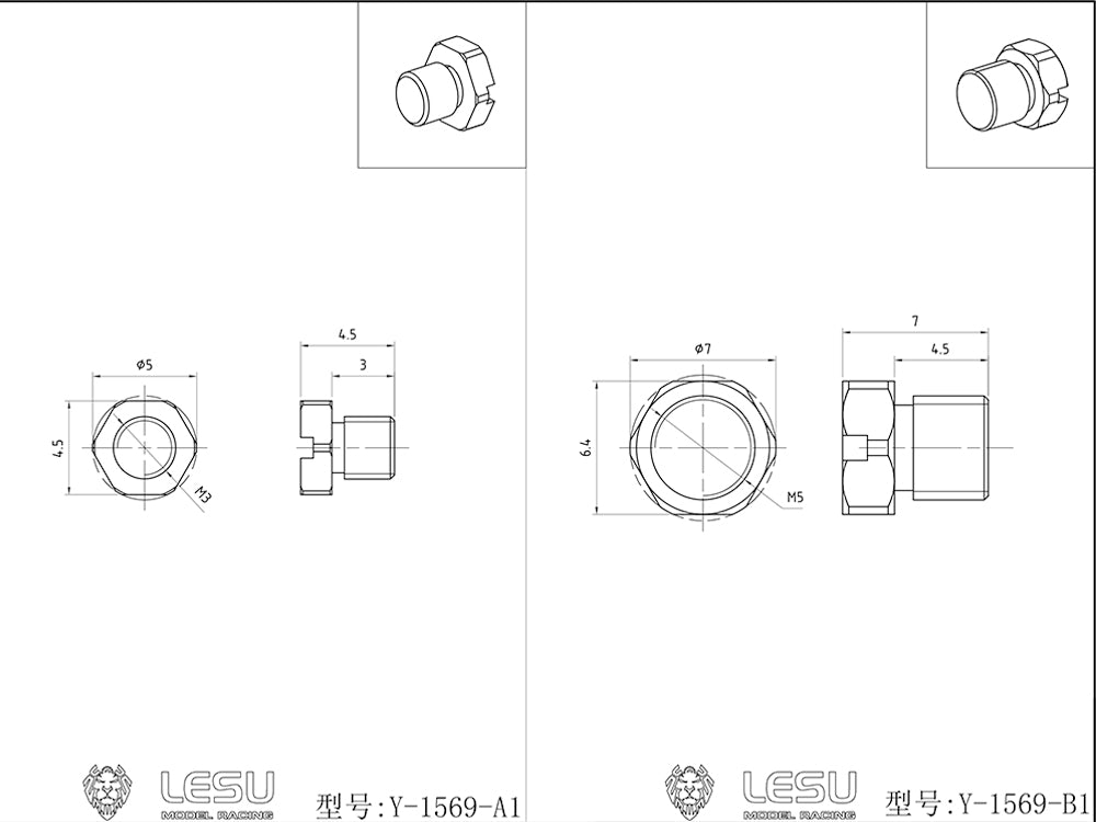 LESU Metal M5 Oil Nozzle Plug for DIY 1/14 RC Hydraulic Excavator RC Digger Loader Dumper Tipper Truck Car Forklift Model